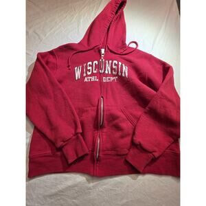 Wisconsin Badgers Russell Women's Size Large Longsleeve Red Zippered Sweatshirt
